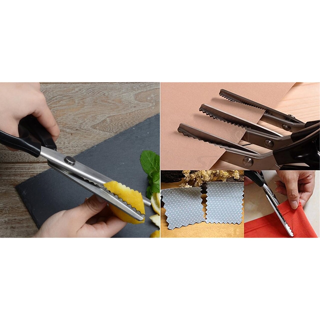 abric Pinking Shears Craft Scissors,Serrated Scalloped stainless Steel Handled Professional Sewing black Scissors, Scissors for Leather, Tailoring, Paper Crafts Hand shears etc. (Scalloped7mm)